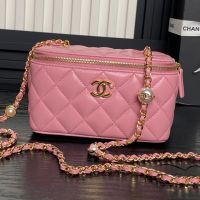 Chanel AP4285 Cosmetic Bag with Pearl Letters Chain in Lambskin Pink