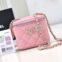 Chanel AP4302 Mini Cosmetic Bag with Embossed Strass Chain in Lambskin Pink