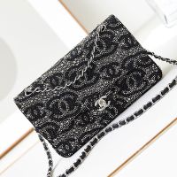 Chanel AS1117 Flap Bag in CC Crystal Embroidered Tweed Black