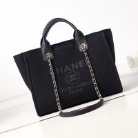 Chanel AS3257 Small Shopping Bag with Chain Strap in Canvas Black