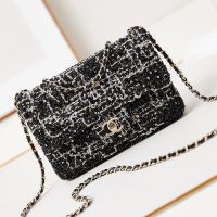 Chanel AS3269 Flap Shoulder Bag with Chain Strap in Sequins Black