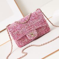 Chanel AS3269 Flap Shoulder Bag with Chain Strap in Sequins Pink