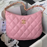Chanel AS3562 Small Hobo Bag with Chunky Chain Strap in Lambskin Pink