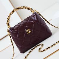 Chanel AS4189 Hobo Crossbody Bag with Twist Braided Handle in Calfskint Burgundy