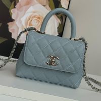 Chanel AS4244 CoCo Handle Clutch with Chain Strap in Grained Calfskin Grey