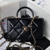 Chanel AS4469 Box Bag with Chain in Calfskin Black