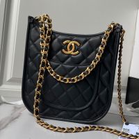 Chanel AS4532 Hobo Crossbody Bag with Chain Strap in Calfskin Black