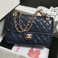 Chanel AS4686 Flap Crossbody Bag with Chain Strap in Lambskin Navy Blue