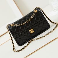 Chanel AS4687 Flap Crossbody Bag with Chain Strap in Shiny Calfskin Black