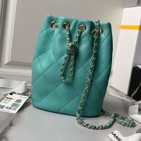 Chanel AS4810 Bucket Bag with CC Colored Balls in Lambskin Green
