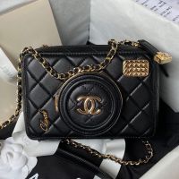 Chanel AS4817 Camera Bag with Lens Cap Pocket in Lambskin Black