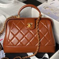 Chanel AS4959 Small Doctor Bag with Chain in Shiny Lambskin Brown