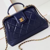 Chanel AS4959 Small Doctor Bag with Chain in Shiny Lambskin Navy Blue