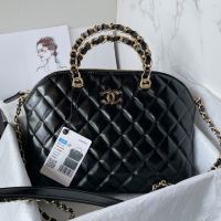 Chanel AS5130 Large Shopping Bag with Chain Strap in Shiny Calfskin Black