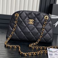 Chanel AS5138 Bowling Bag with Chain in Grained Calfskin Black