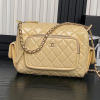 Chanel AS5156 Camera Bag with Four Pockets in Shiny Calfskin Brown