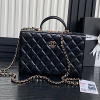 Chanel AS5168 Box Bag with Chain in Lambskin Black