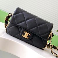 Chanel AS5175 Mini Flap Bag with Chunky Chain in Lambskin Black