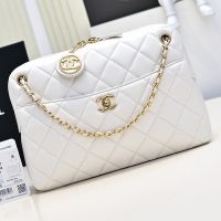 Chanel AS5187 Camera Bag with CC Gold Coin Pendant in Lambskin White