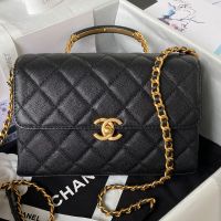 Chanel AS5226 Large Carryme Flap Shoulder Bag with Chain in Grained Calfskin Black