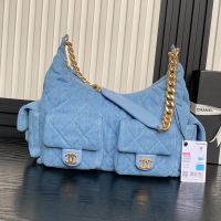 Chanel AS5302 Maxi Hoho Bag with Four Pockets in Denim Blue