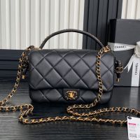 Chanel AS5317 Flap Crossbody Bag with Woven Chain Strap Handle in Lambskin Black