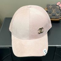 Chanel Baseball Cap with Metal Logo in Corduroy Pink