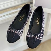 Chanel Bow Ballet Flats Women Wool Tweed and Grosgrain Multicolor