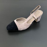 Chanel G31318 Slingback Pumps with CC Logo Women in Suede Pink/Black