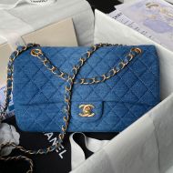 Chanel A01112 Classic 11.12 Handbag with Chain Strap in Denim Blue