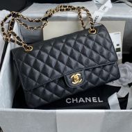 Chanel A01112 Classic 11.12 Handbag with Chain Strap in Grained Calfskin Black