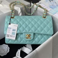 Chanel A01112 Classic 11.12 Handbag with Chain Strap in Grained Calfskin Green