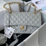 Chanel A01112 Classic 11.12 Handbag with Chain Strap in Grained Calfskin Grey