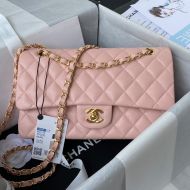Chanel A01112 Classic 11.12 Handbag with Chain Strap in Grained Calfskin Pink