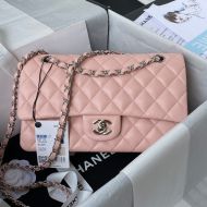 Chanel A01112 Classic 11.12 Handbag with Chain Strap in Grained Calfskin Pink/Silver
