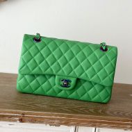 Chanel A01112 Classic 11.12 Handbag with Chain Strap in Lambskin Green