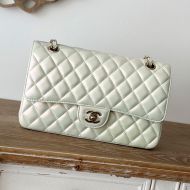 Chanel A01112 Classic 11.12 Handbag with Chain Strap in Lambskin White/Gold
