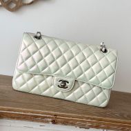 Chanel A01112 Classic 11.12 Handbag with Chain Strap in Lambskin White/Silver