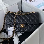 Chanel A01113 Classic Handbag with Woven Chain Strap in Grained Calfskin Black