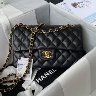 Chanel A01113 Classic Handbag with Woven Chain Strap in Lambskin Black