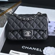 Chanel A01116 Mini Classic Flap Bag with Chain Strap in Lambskin Black/Silver