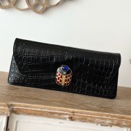 Chanel A2217 Clutch with Jeweled Scarab in Crocodile Embossed Calfskin Black