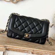 Chanel A2221 Flap Shoulder Bag with Chain Strap in Lambskin Black