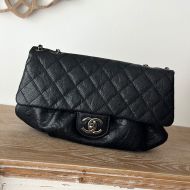 Chanel A2223 Small Flap Cloud Bag with Chain Strap in Texture Calfskin Black