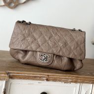 Chanel A2223 Small Flap Cloud Bag with Chain Strap in Texture Calfskin Taupe