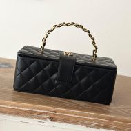 Chanel A2226 Cosmetic Bag with Woven Chain Strap Handle in Lambskin Black