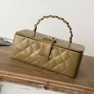 Chanel A2226 Cosmetic Bag with Woven Chain Strap Handle in Patent Leather Gold