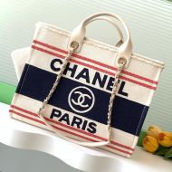 Chanel A66941 Large Shopping Bag with Chain Strap in Cotton Canvas Navy Blue