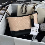 Chanel A91810 Gabrielle Hobo Bag with Double Color Chain in Calfskin Apricot