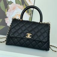 Chanel A92990 Medium Flap Handbag with Chain Strap in Grained Calfskin Black
